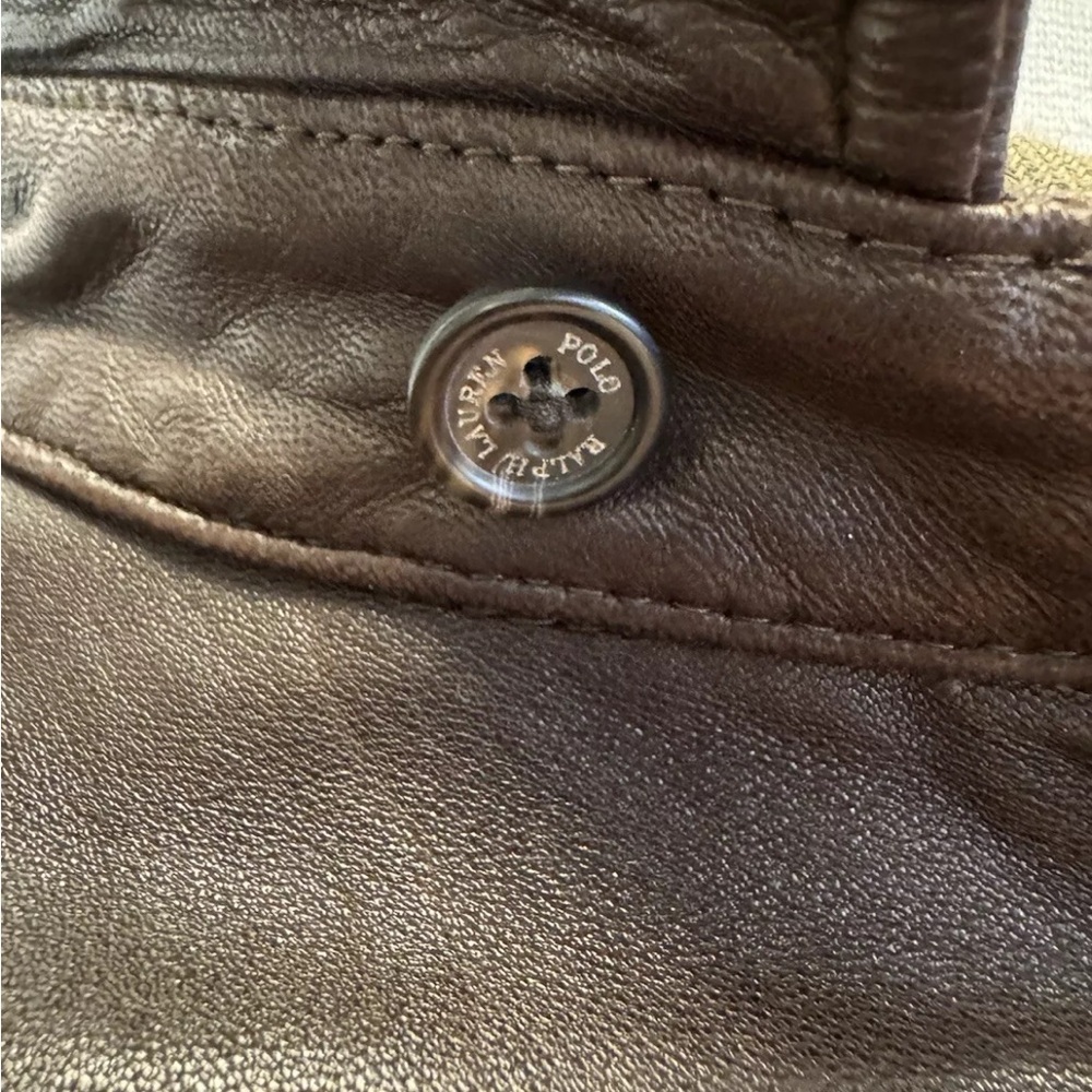 Polo by Ralph Lauren Vintage Biswing Leather Bomber Jacket in Brown Size L - Picture 11 of 16